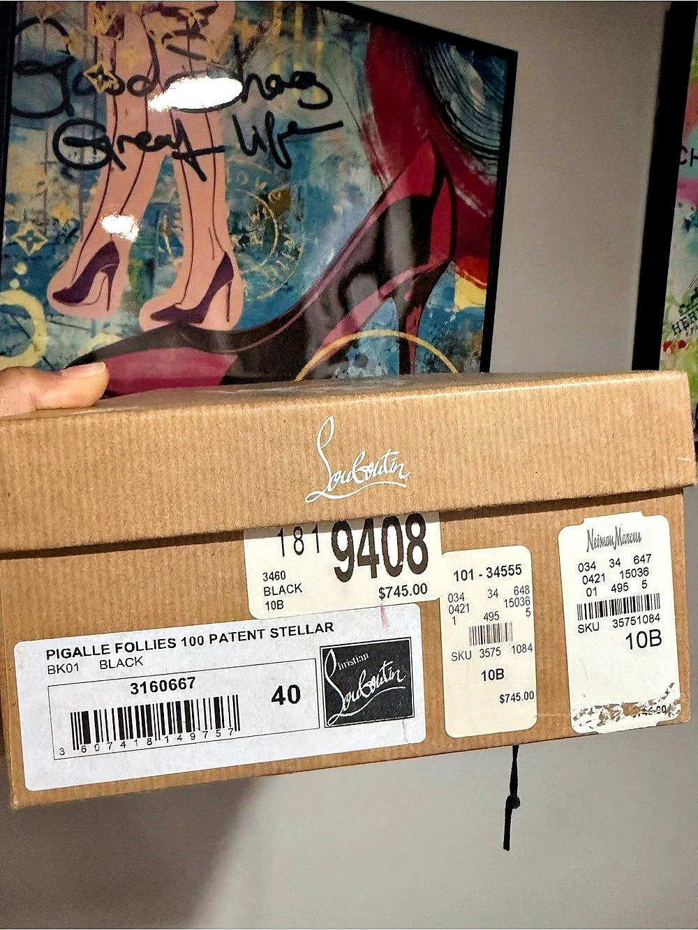 Christian Louboutin Pigalle Follies 100 Patent Stellar black holographic heels - Picture 2 of 6